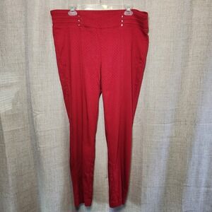 Rafaella Pull-on Pants Women's Plus 18 Red Tapered Skinny Leg Ankle‎ Patterned